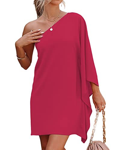 Jhsnjnr Women's One ShouldJhsnjnrer Dress Batwing Sleeve Mini Dress Elegant Sexy Party Club Dresses Army Green