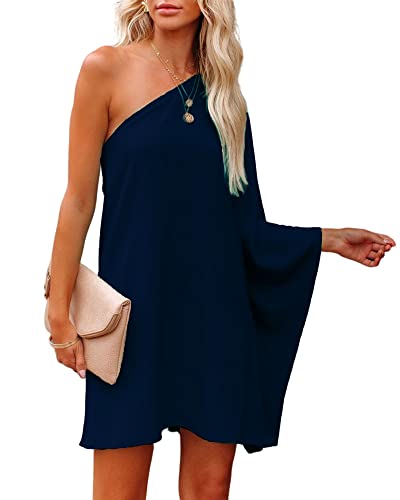 Jhsnjnr Women's One ShouldJhsnjnrer Dress Batwing Sleeve Mini Dress Elegant Sexy Party Club Dresses Army Green
