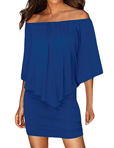 ADEWEL Women's Sexy Off Shoulder Multiple Dress Layered Party Cocktail Mini Dresses