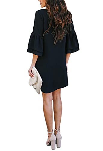 Women's Dress Sweet & Cute V-Neck Bell Sleeve Shift Dress Mini Dress