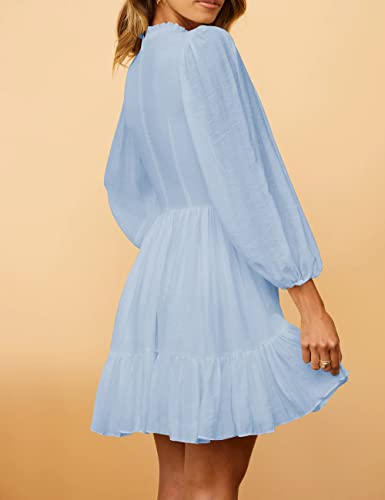 ADEWEL Women's Long Sleeve Mock Neck Ruffle Mini Dress