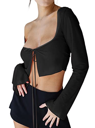 Remidoo Women's Sexy Sheer Mesh Tie Front Crop Top Long Sleeve See Through Cardigan Cover Up Shirt Hot Pink Large