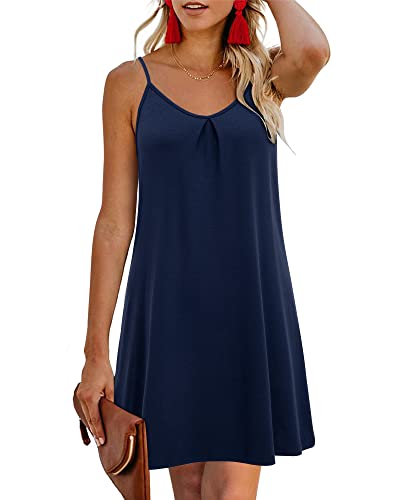 ULTRANICE Women's Summer Casual Spaghetti Straps Floral Swing Beach Dresses Mini Sun Dress