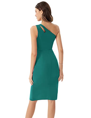 GRACE KARIN Women Sexy Sequin Cutout Bodycon One Shoulder Ruched Cocktail Dress Black S