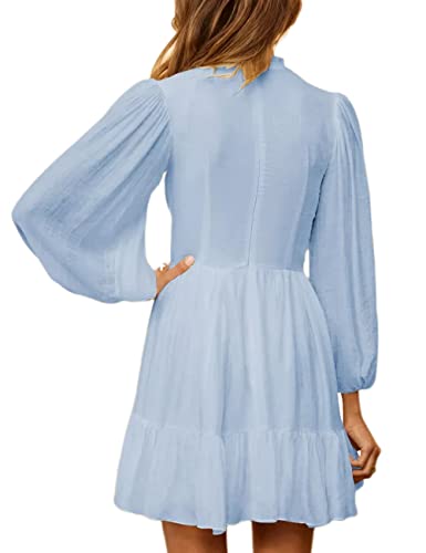 ADEWEL Women's Long Sleeve Mock Neck Ruffle Mini Dress
