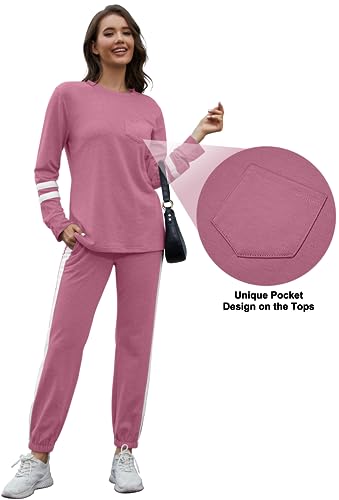 RUBZOOF Womens Loungewear Set Fall Tracksuit Drawstring Sweatpants Workout Sets Two Piece Black 3XL