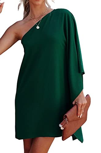 Jhsnjnr Women's One ShouldJhsnjnrer Dress Batwing Sleeve Mini Dress Elegant Sexy Party Club Dresses Army Green