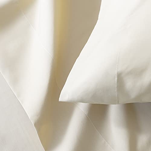 Welhome Soft Finish 100% Cotton Percale Sheet | 4 Piece Set | Full Size | White |