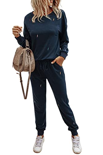 PRETTYGARDEN Women's Tie Dye Two Piece Tracksuit Set Long Sleeve Sweatshirt with Long Pants (Grey,X-Large)