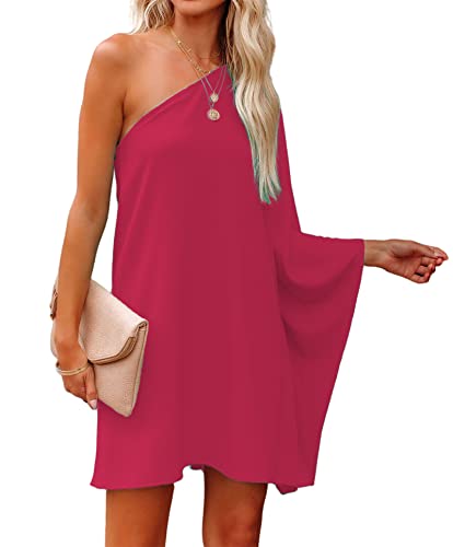 Jhsnjnr Women's One ShouldJhsnjnrer Dress Batwing Sleeve Mini Dress Elegant Sexy Party Club Dresses Army Green