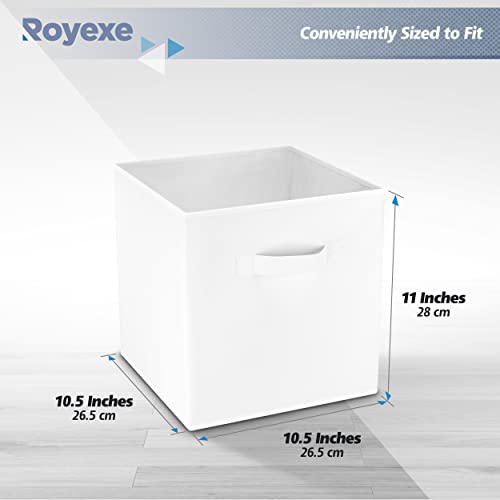 Storage Cubes - 11 Inch Cube Storage Bins (Set of 8). Fabric Cubby Organizer Baskets with Dual Handles | Foldable Closet Shelf Organization Boxes (White)