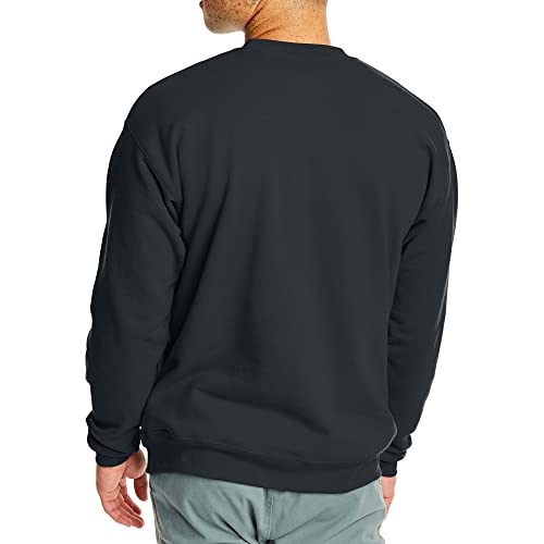 Hanes Men's Sweatshirt, EcoSmart Fleece Crewneck Sweatshirt, Cotton-Blend Fleece Sweatshirt, Plush Fleece Pullover Sweatshirt, Black, Large