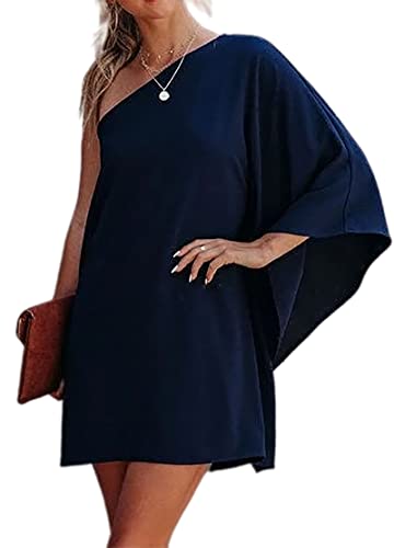 Jhsnjnr Women's One ShouldJhsnjnrer Dress Batwing Sleeve Mini Dress Elegant Sexy Party Club Dresses Army Green