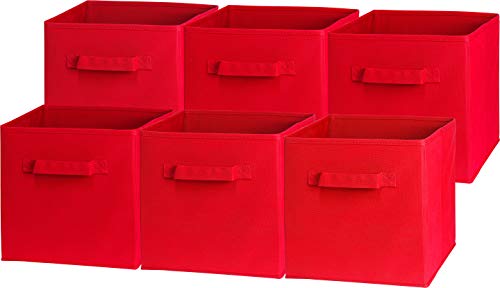 SimpleHouseware Storage Bin Cube Foldable Organizer, Grey - Pack of 6