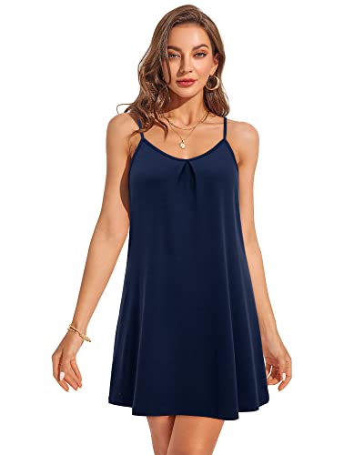 ULTRANICE Women's Summer Casual Spaghetti Straps Floral Swing Beach Dresses Mini Sun Dress