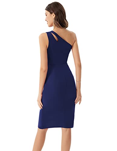 GRACE KARIN Women Sexy Sequin Cutout Bodycon One Shoulder Ruched Cocktail Dress Black S