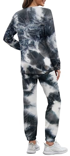 RUBZOOF Womens Loungewear Set Fall Tracksuit Drawstring Sweatpants Workout Sets Two Piece Black 3XL