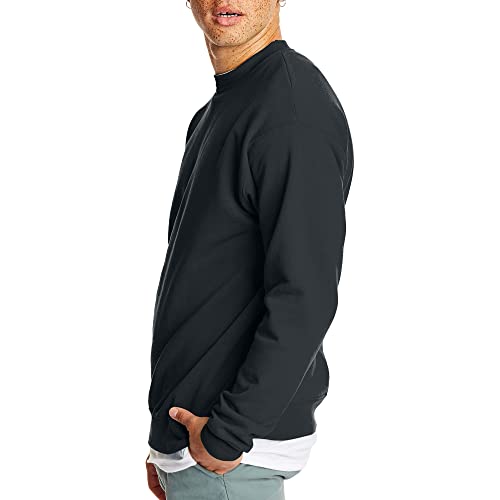 Hanes Men's Sweatshirt, EcoSmart Fleece Crewneck Sweatshirt, Cotton-Blend Fleece Sweatshirt, Plush Fleece Pullover Sweatshirt, Black, Large