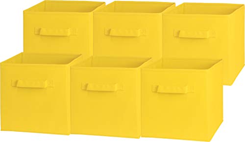 SimpleHouseware Storage Bin Cube Foldable Organizer, Grey - Pack of 6