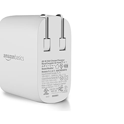 Amazon Basics 30W One-Port GaN USB-C Wall Charger with Power Delivery PD for Tablets & Phones (iPhone 14/13/12/11/X,iPad,Samsung)-White (non-PPS)