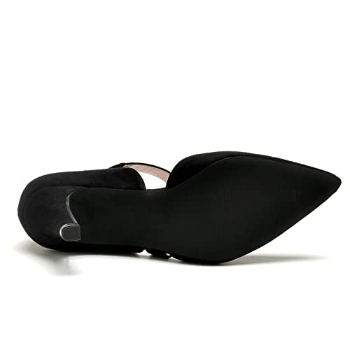 GOTOGO Women's Closed Toe Black Heel Pointed Toe Pumps 3 inch Dress Shoes Size 7.5