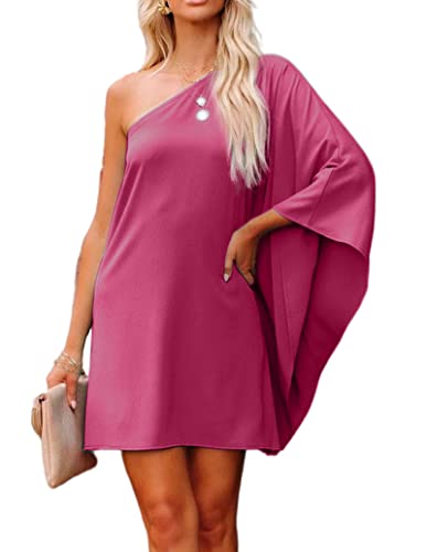 Jhsnjnr Women's One ShouldJhsnjnrer Dress Batwing Sleeve Mini Dress Elegant Sexy Party Club Dresses Army Green