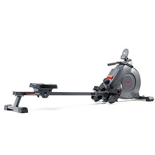 Sunny Health & Fitness Rowing Machine with Magnetic Resistance, LCD Monitor, 8-level Resistance, 1117 mm Step Length, 113 KG Max. Weight - SF-RW5515, Ergometer, Training Computer