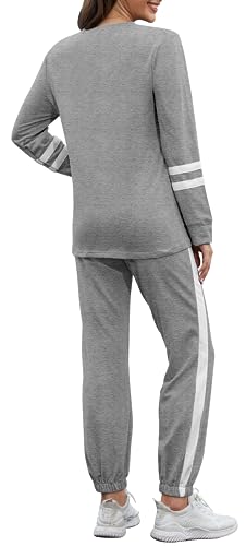 RUBZOOF Womens Loungewear Set Fall Tracksuit Drawstring Sweatpants Workout Sets Two Piece Black 3XL
