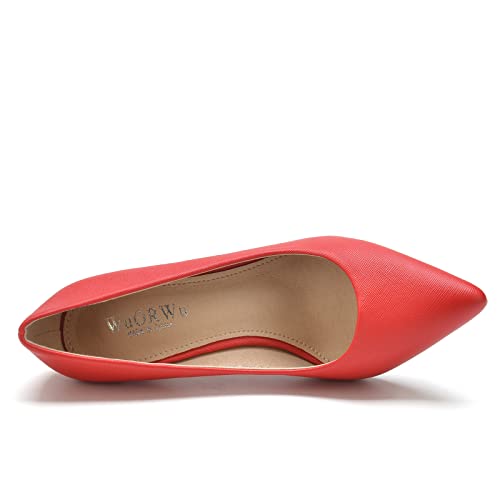 WuORWu Women's Closed Pointed Toe Classic Dress Shoes Silver Heel Pumps (Silver 8)