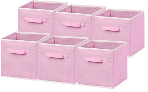 SimpleHouseware Storage Bin Cube Foldable Organizer, Grey - Pack of 6