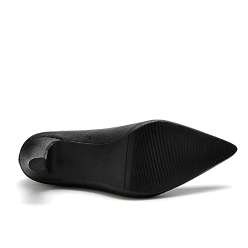 WuORWu Women's Closed Pointed Toe Classic Dress Shoes Silver Heel Pumps (Silver 8)