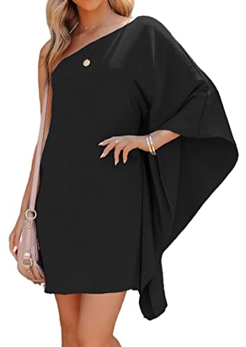 Jhsnjnr Women's One ShouldJhsnjnrer Dress Batwing Sleeve Mini Dress Elegant Sexy Party Club Dresses Army Green