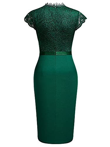 Miusol Women's Retro Floral Lace Ruffle Style Cocktail Mini Dress