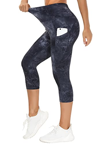 THE GYM PEOPLE Thick High Waist Yoga Pants with Pockets, Tummy Control Workout Running Yoga Leggings for Women (Medium, Black  )