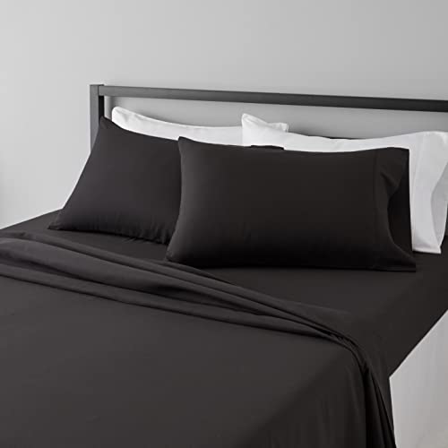 AmazonBasics Light-Weight Microfiber Sheet Set - Full, Black