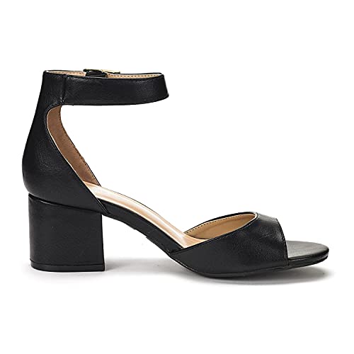 DREAM PAIRS Women's Chunkle Black Pu Low Heel Pump Sandals Size 7.5 M US