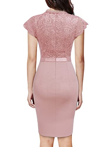 Miusol Women's Retro Floral Lace Ruffle Style Cocktail Mini Dress Navy Blue