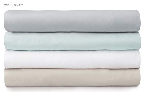 Welhome Soft Finish 100% Cotton Percale Sheet | 4 Piece Set | Full Size | White |