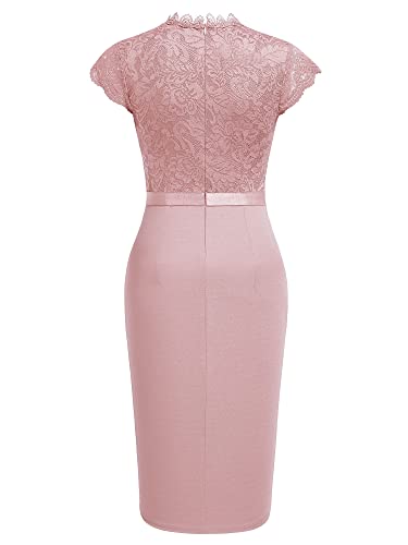 Miusol Women's Retro Floral Lace Ruffle Style Cocktail Mini Dress