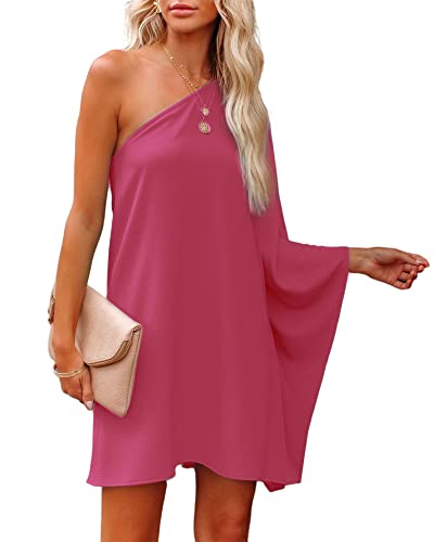 Jhsnjnr Women's One ShouldJhsnjnrer Dress Batwing Sleeve Mini Dress Elegant Sexy Party Club Dresses Army Green
