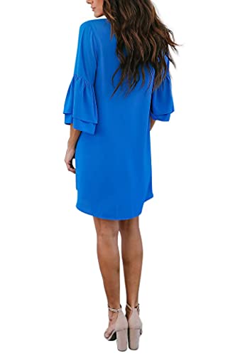 Women's Dress Sweet & Cute V-Neck Bell Sleeve Shift Dress Mini Dress