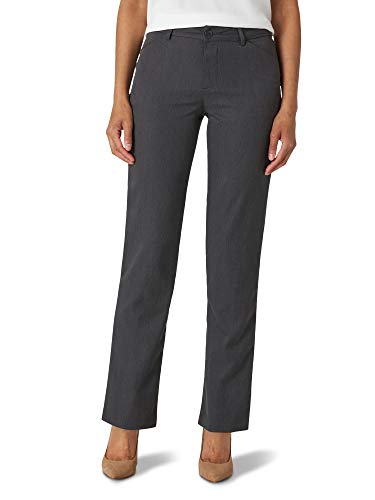 Lee Women's Wrinkle Free Relaxed Fit Straight Leg Pant, Black, 2 Long
