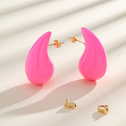 Apsvo Earring Dupes Chunky Gold Hoop Earrings for Women, Tear Drop Dangle Earrings, Teardrop Lightweight Water Drop Earrings for Women Girls Fashion Trendy Hypoallergenic Jewelry