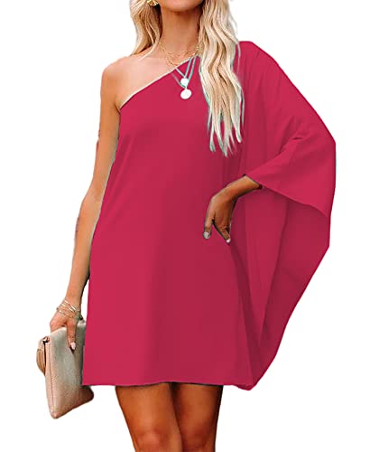 Jhsnjnr Women's One ShouldJhsnjnrer Dress Batwing Sleeve Mini Dress Elegant Sexy Party Club Dresses Army Green