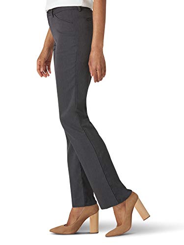 Lee Women's Wrinkle Free Relaxed Fit Straight Leg Pant, Black, 2 Long