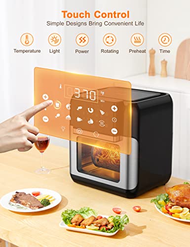 Innsky 10.6 Quart Air Fryer Oven with Rotisserie & Dehydrator, 【Patent & Safety Certs】10-in-1 Hot Air Fryers Toaster Oven Combo, Airfryer Countertop Oven, 6 Accessories, 32+ Recipes, ETL Certified, 1500W