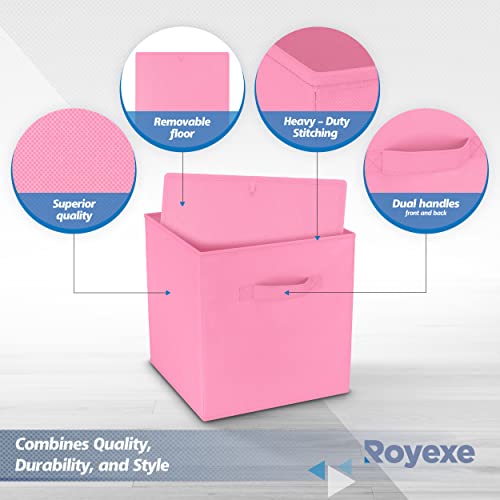 Storage Cubes - 11 Inch Cube Storage Bins (Set of 8). Fabric Cubby Organizer Baskets with Dual Handles | Foldable Closet Shelf Organization Boxes (White)