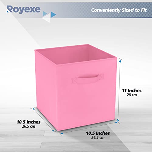 Storage Cubes - 11 Inch Cube Storage Bins (Set of 8). Fabric Cubby Organizer Baskets with Dual Handles | Foldable Closet Shelf Organization Boxes (White)