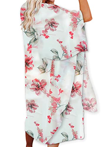 Jayscreate Women's Chiffon Kimono Cardigan Lightweight Batwing Summer Casual Sheer Swimsuit Up for Women Coverup Tops