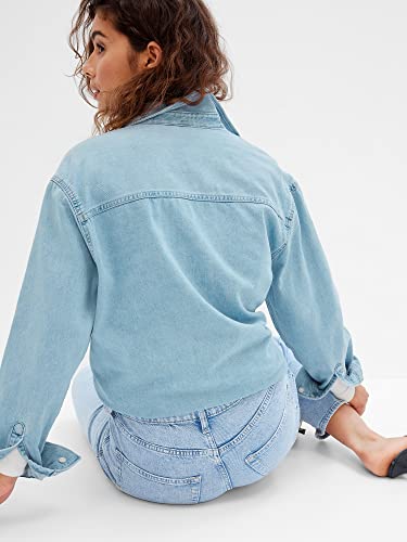 Gap Women's Big Shirt, Light Wash, X-Large